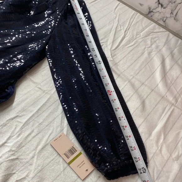 Nanette Lepore Blue Sequin Wrap Dress with Bishop Sleeves, New Size‎ 14 - Picture 10 of 13